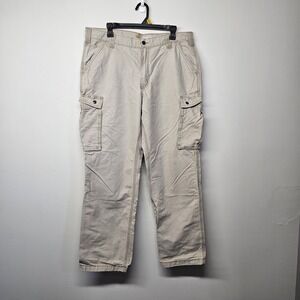 Men's Carhartt 38x32 (36x31) 100% Cotton Tan Khaki Relaxed Fit Cargo Pants